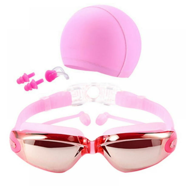 Details about   4PCS Unisex Swimming Goggles Glasses Swim Cap Nose Clips Earplugs Swimsuit Sets